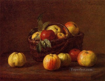  Fantin Obras - Manzanas en una cesta sobre una mesa Henri Fantin Latour bodegones